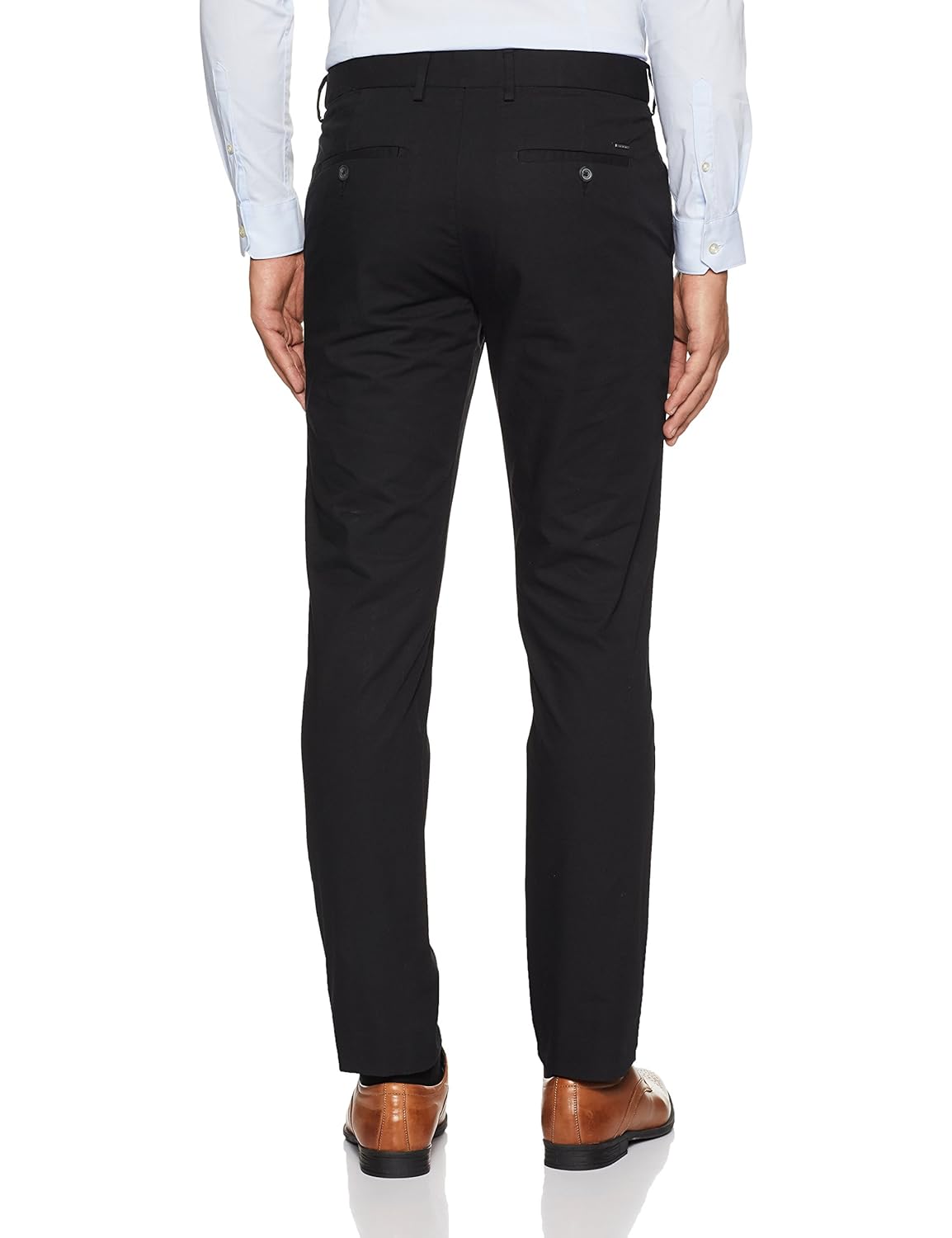 peter england men's slim fit cotton formal trousers