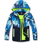 MGEOY Boys Girls Rain Jacket Lightweight Waterproof Hooded Fleece Lined Raincoat Windbreakers for Kids