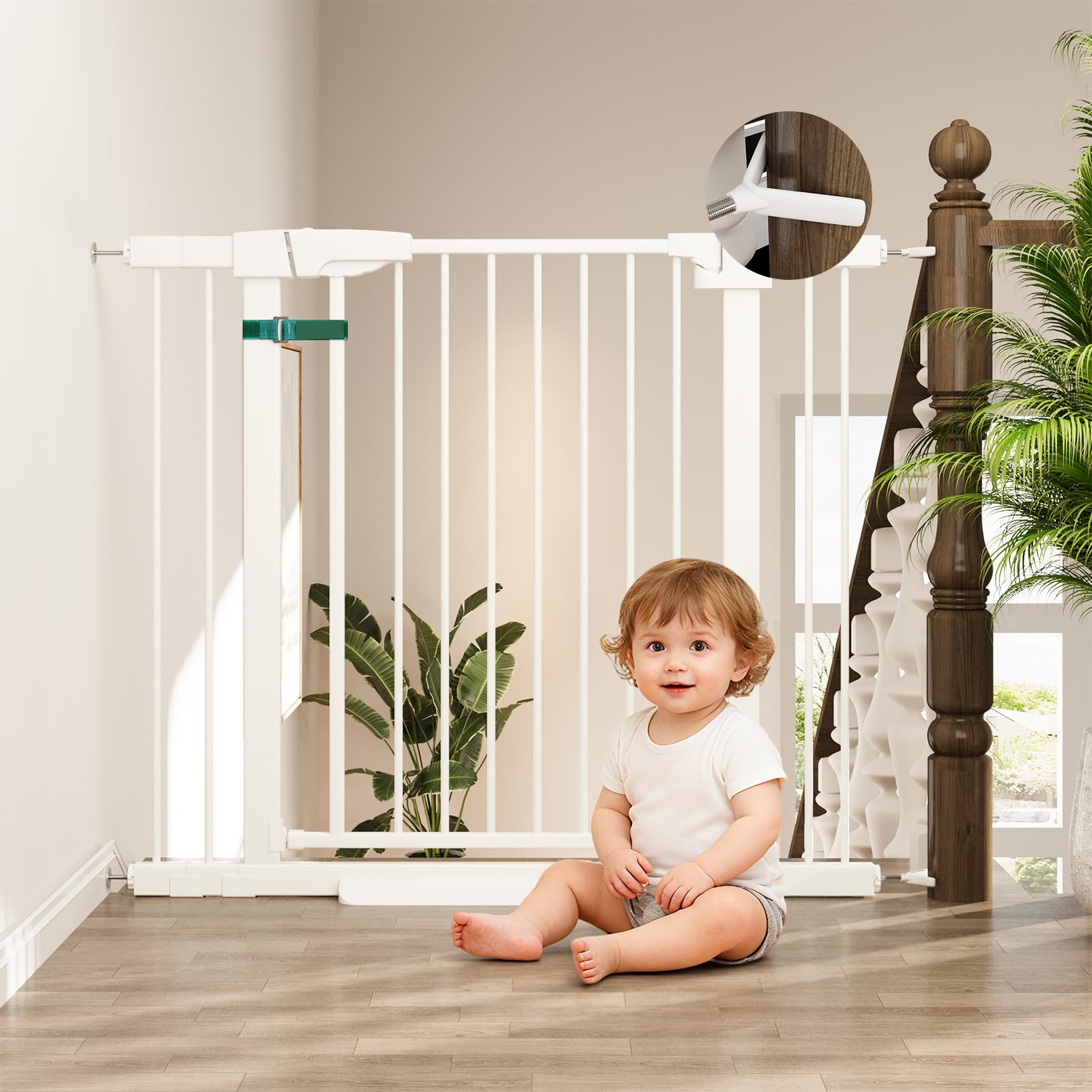 Photo 1 of 29-43" Baby Gate for Stairs, 36" Tall Dog Gate Indoor, Pressure Mountd Baby Gates with Auto-Close/Hold-Open Features and Anti-Trip Pedal, Safety Kids Gate for Doorways, House, Stairs