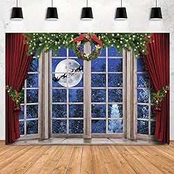 OFILA 8x6ft Christmas Window Backdrop for