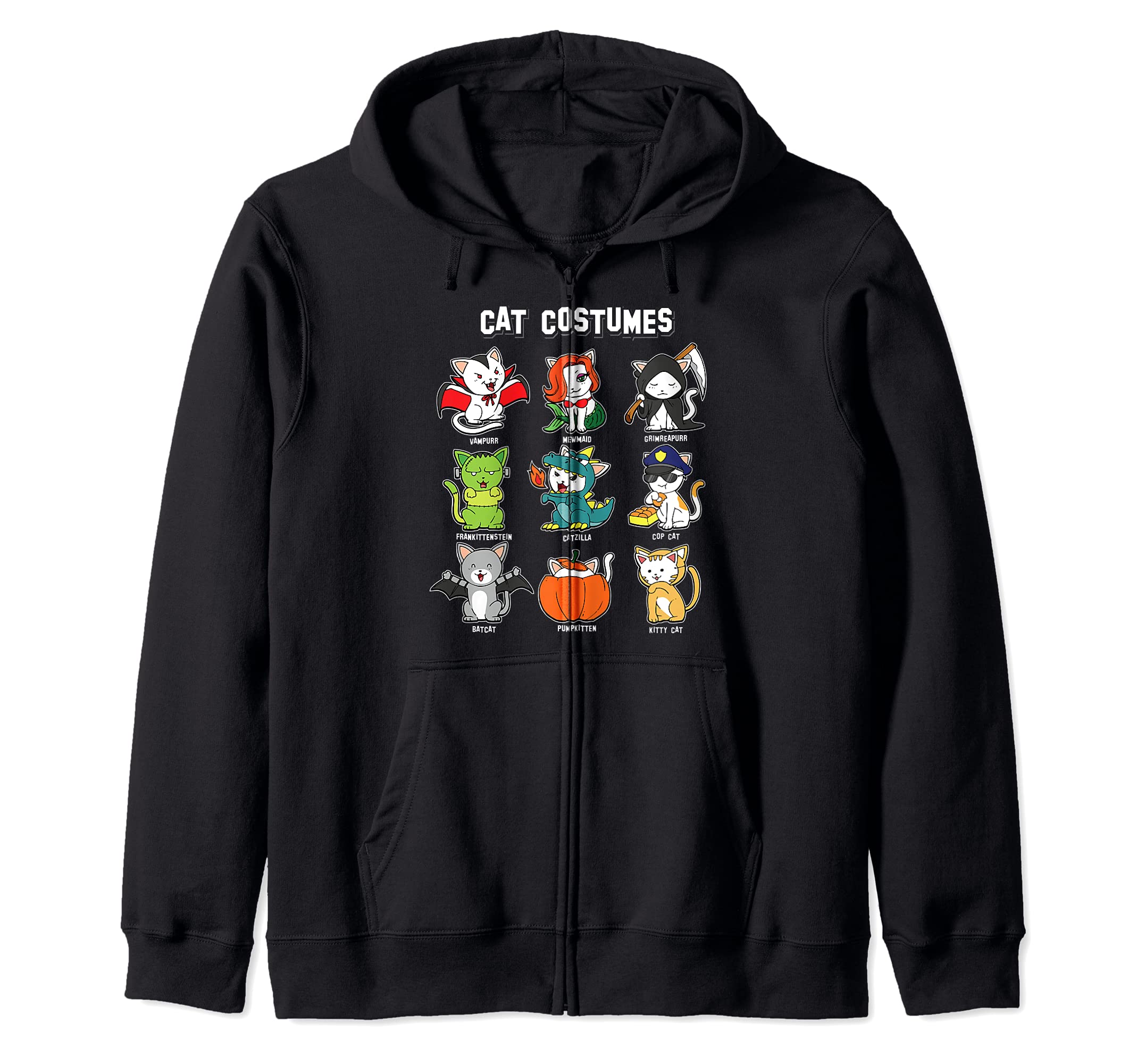 Cat Halloween Costumes Funny Kitten Cat Lover Human Costume Zip Hoodie