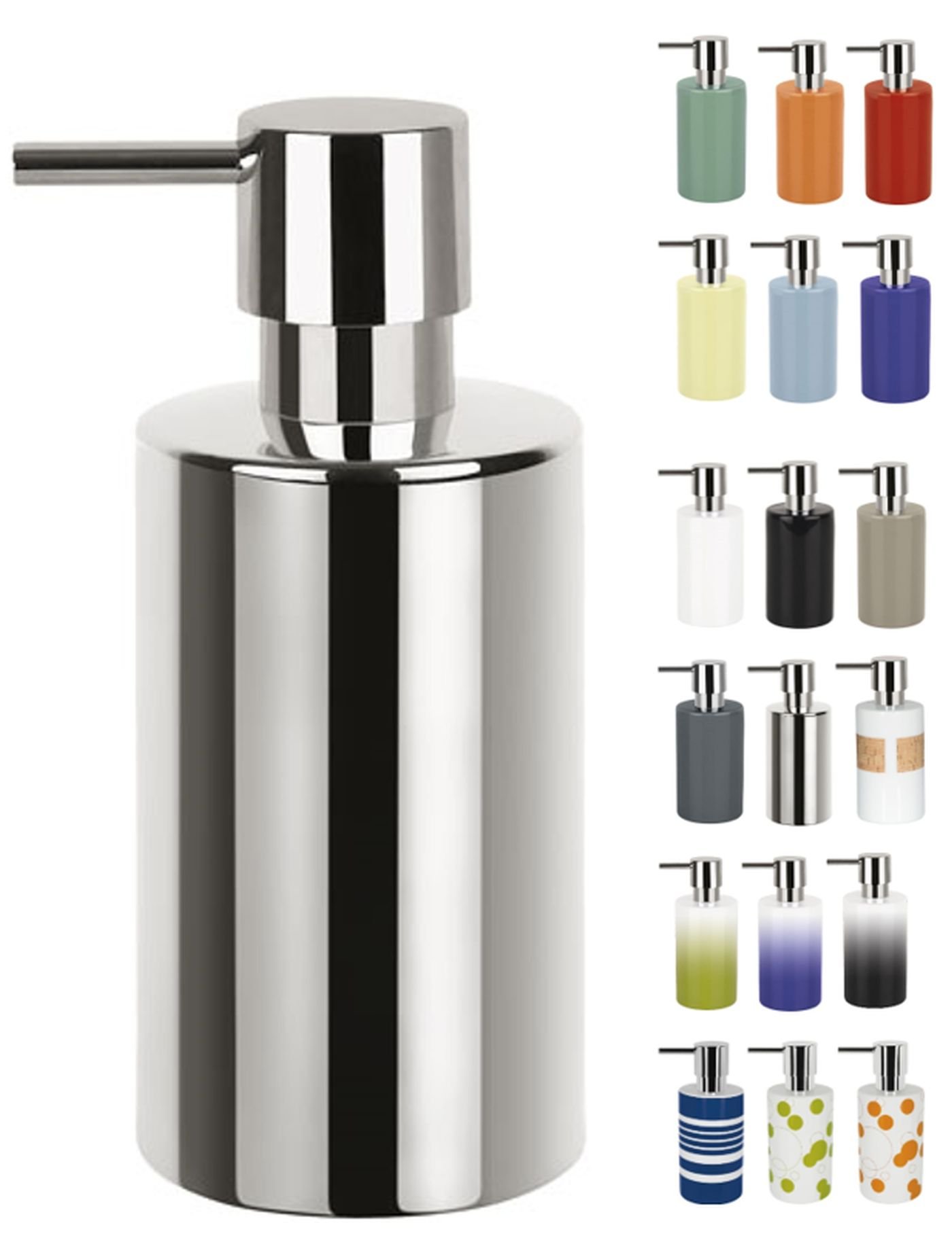 Spirella soap dispenser tube | with pump | liquid soap dispenser | porcelain | 300 ml | long-lasting and robust | silver | 7.0 x 7.0 x 16.0 cm