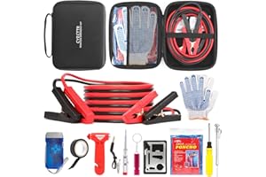 CYECTTR Car Emergency Kit,Auto Vehicle Truck Safety Emergency Road Side Assistance Kits with Jumper Cables,Safety Hammer,Black