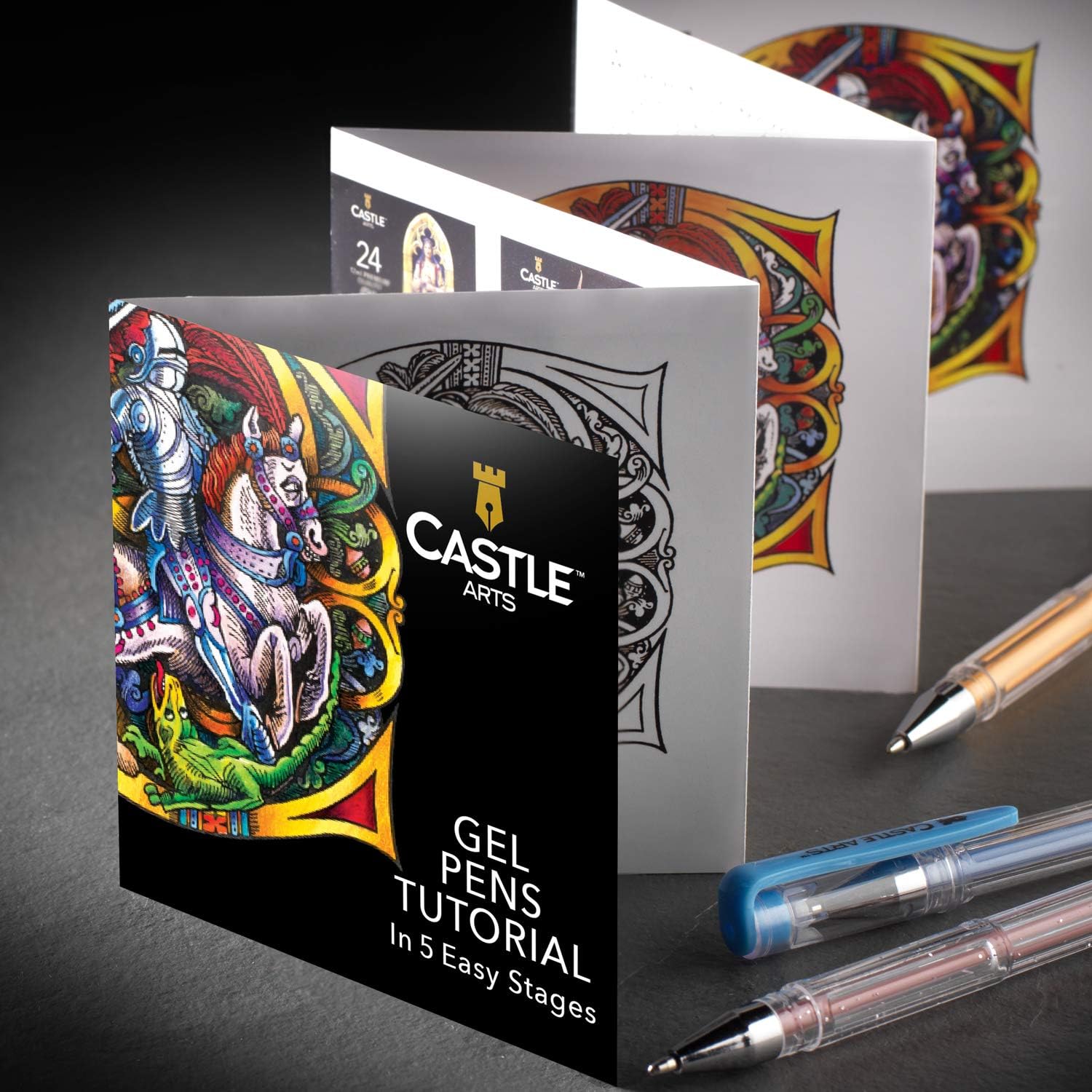 Castle Art Supplies 100 Gel Pens Set with Case for Adults Children Artists | Ideal for Coloring Books Drawing Scrapbooking Writing | Swirl Pastel Metallic Glitter and Neon Smooth Fine Tip Gels : Office Products