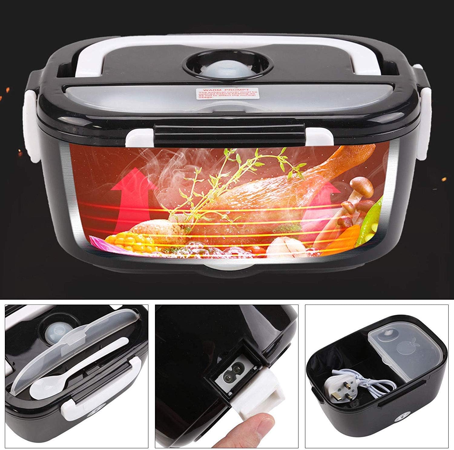 Abilieauty Heating Lunch Box Wall Plug Electric Heated Bento Food Warmer Travel Camping UK