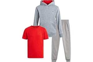 RBX Boys Sweatsuit Set - 3 Piece Active Fleece Jogger Sweatpants Hoodie and T-Shirt for Boys - Athletic Outfit (Sizes 2T-12)