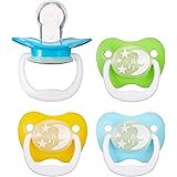 Amazon Brand - Mama Bear Glow-in-the-Dark Baby Pacifier, Stage 2 (6-12M), BPA Free, Assorted Colors, 4 count (Pack of 1)