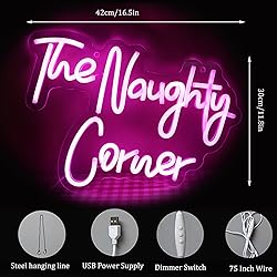 QiaoFei LED "The Naughty Corner" Neon Sign Pink