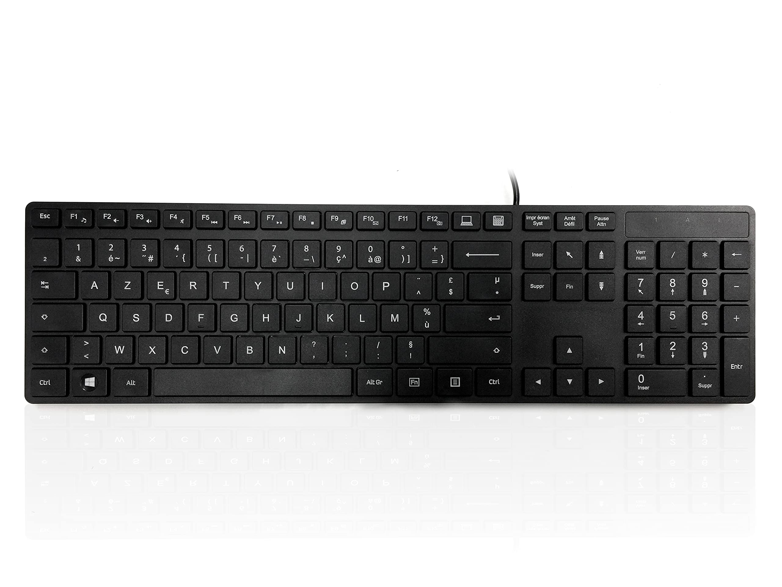 Accuratus 301 - French - USB Full Size, Super Slim Multimedia Keyboard with Square Modern Keys - Black