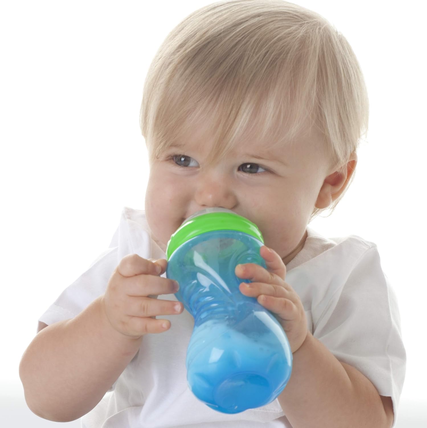 Nuby 2 Piece No Spill Easy Grip Trainer Cup 10 oz, Blue/Red : Baby