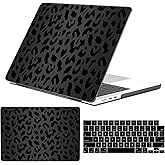 GABraden Compatible with MacBook Air 13.6 inch Case 2022-2025 Release M4 A3240 M3 A3113 M2 A2681,Sturdy Protective Laptop Hard Shell &Keyboard Cover for MacBook Air 13 inch Case（Black Leopard Cheetah）