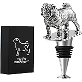 Pug Dog Wine Bottle Stopper, Gifts for Pug Lovers with Box, Wine Gifts Christmas Birthday Presents for Women Men Dog Lovers, Wine Stopper for Champagne Prosecco