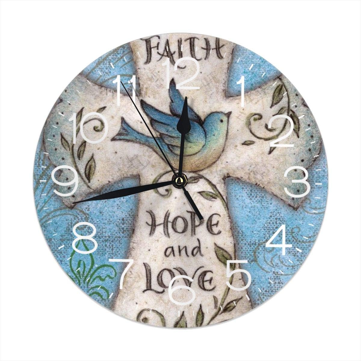 Hope and Love Religious Cross Easter Faith Wall Clock