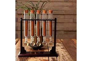 Cigar Flavor Injector Humidifier, Cigar Infuser Glass Tube Kit with Handmade Wooden Base, Airtight Cap for DIY Flavor Infusio