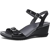 Dansko Arielle Wedge Sandal for Women – Cushioned, Contoured Footbed for All-Day Comfort and Support – Adjustable Hook & Loop Strap with Buckle Detail – Lightweight Rubber Outsole