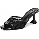 vivianly Womens Clear Heels Sandals Transparent Stiletto Heel Slippers Backless Peep Toe Slip on Heeled Mules