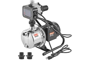 VEVOR 1HP Shallow Well Pump Portable, 1380 GPH Garden Jet Pump with Automatic Controller, 145 ft Head Stainless Steel Sprinkler Booster Pumps, for Garden Lawn Irrigation System, Water Transfer