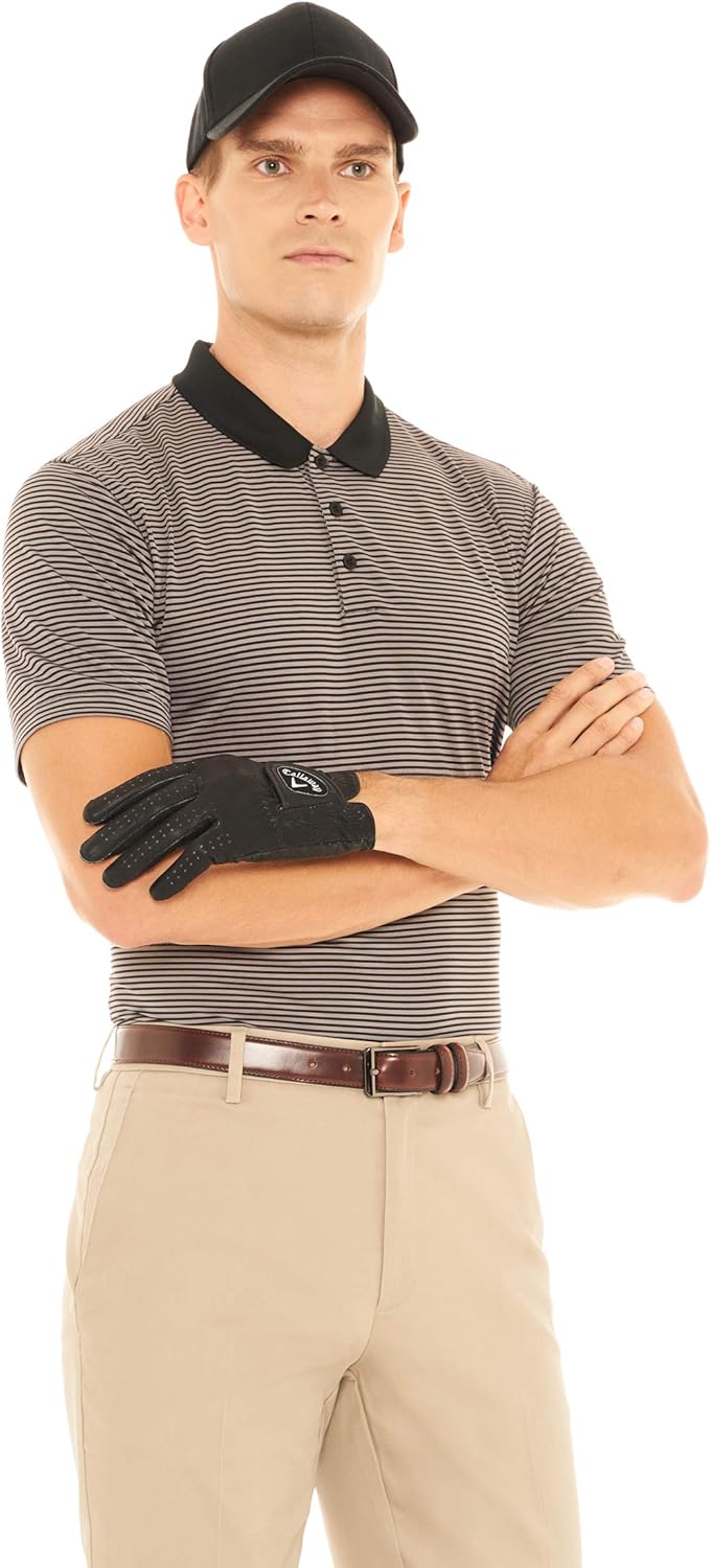 Dry Fit Golf Shirts for Men - Short Sleeve Mens Stripe Polo Shirt: Clothing