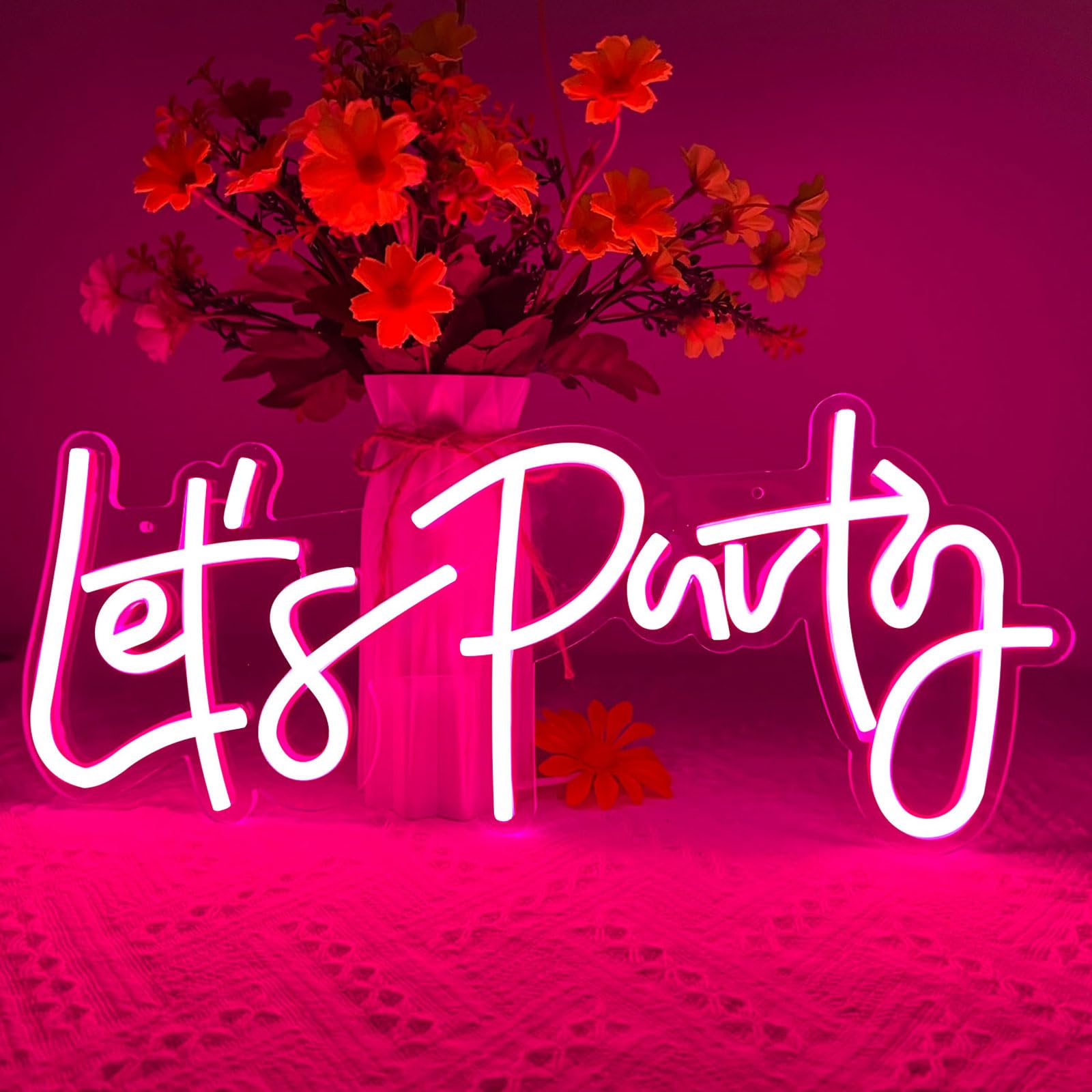 Let's Party Neon Sign, LED Neon Lights for Bedroom
