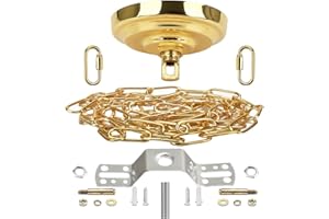 S SANGLE SOPFFY Sangle Soppfy Vingage Canopy Kit and Pendant Light Fixture Chain for Chandelier or Swag Light Fixtures,Maximum Weight of 60 Pounds, 6 feet,Heavy Duty,5 Inches Diameter (Pure Gold)