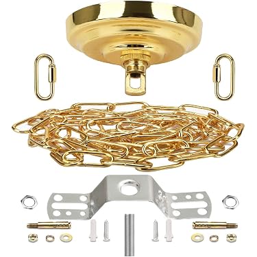 EXQUIMEUBLE Heavy Duty Black Light Fixture Chain Kit – Includes Hanging Chain, Hooks & Mounting Hardware For Swag Lights And Potted Plants