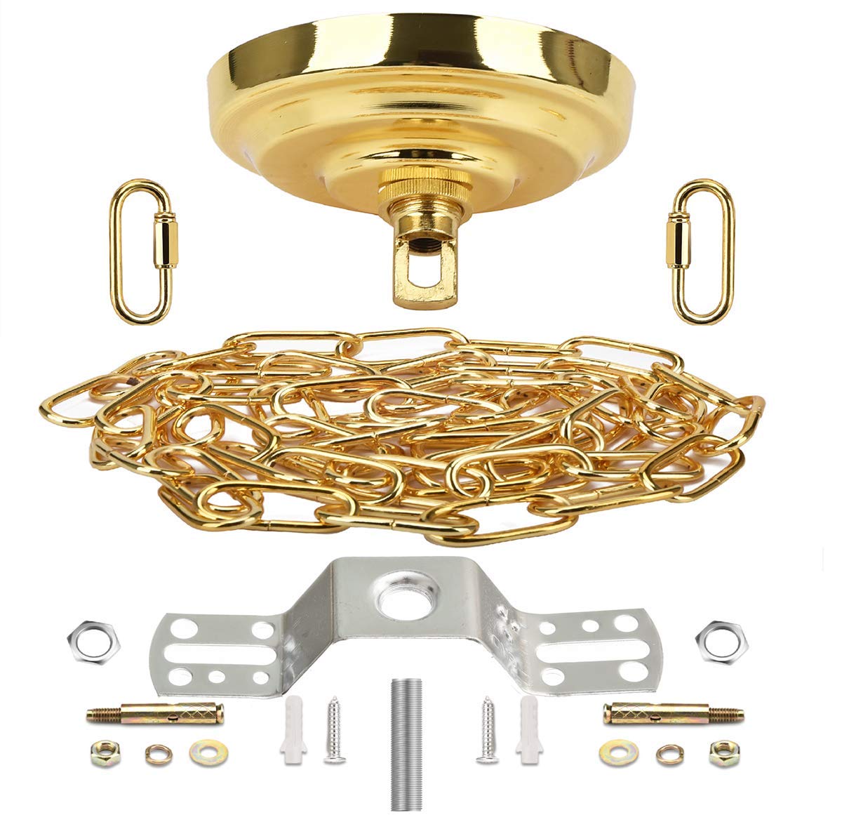 Photo 1 of Sangle Soppfy Vingage Canopy Kit and Pendant Light Fixture Chain for Chandelier or Swag Light Fixtures,Maximum Weight of 60 Pounds,6 feet,Heavy Duty,5inch Diameter,(Pure Gold)