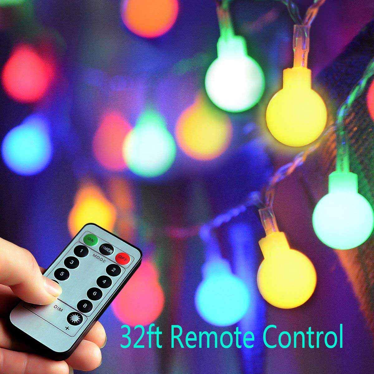 LED Globe String Lights EVXVE 100 Colored Mini Lights 8 Modes Waterproof Fairy Lights For Indoor & Outdoor Home Garden Patio Party Holiday Christmas Decoration (44Ft )