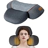 Lewuyoya Non-Rechargeable 3-in-1 Neck Massager Pillow with Heat for Pain Relief Deep Tissue, Cervical Neck Pillow with Traction Massager,Dark Grey