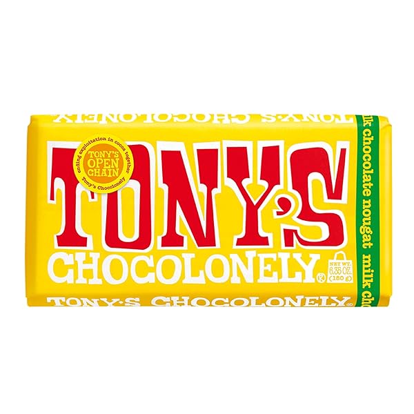 TONY’S CHOCOLONELY 32% MILK CHOCOLATE BAR WITH HONEY ALMOND NOUGAT – BELGIUM CHOCOLATE, NO ARTIFICIAL FLAVORING, FAIRTRADE & B CORP CERTIFIED – 6.35 OZ