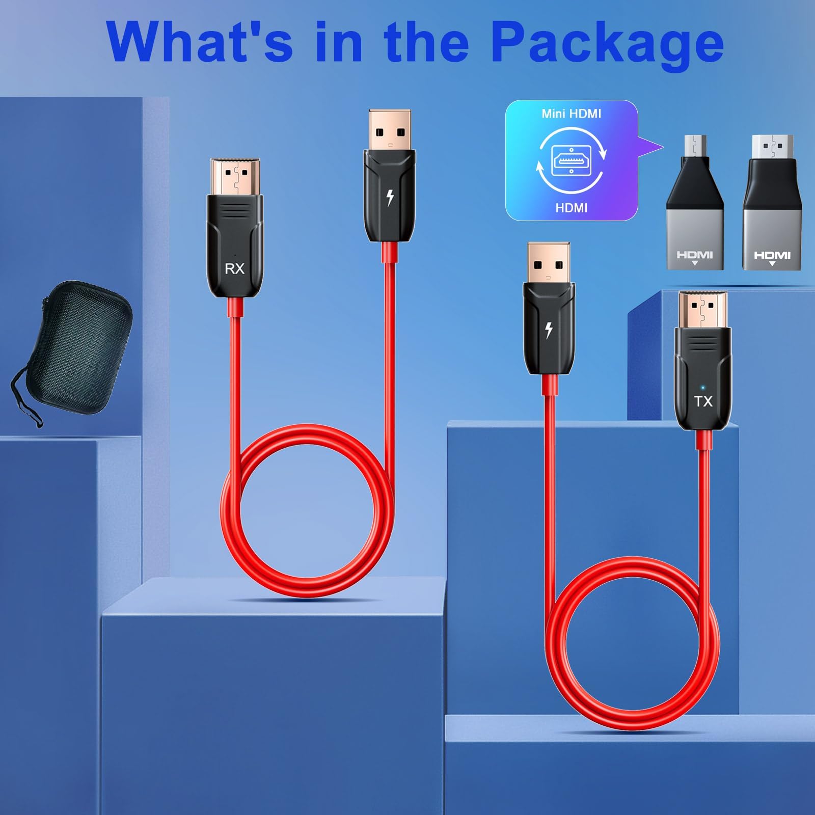 LXJADAP Wireless HDMI Transmitter and Receiver, 4K Decode 1080P@60Hz Ultra HD Video Output Wireless HDMI, 2.4G/5.8G Plug&Play for Streaming Video and Audio to Monitor from PC/Projector/Laptop/TV Box