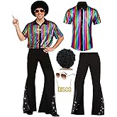 minkasic Mens 70's Disco Outfit Retro 70s Mens Costume for Adults Perfect 70's Theme Clothes for Parties