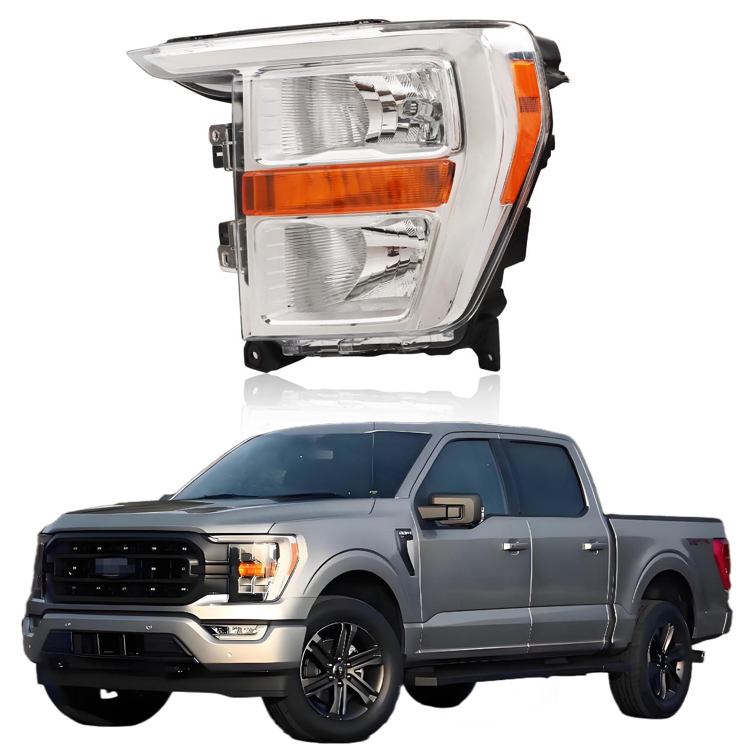 Photo 1 of AIONIXER Headlight Assembly Compatible with Ford F150 F-150 2021 2022 2023, [Bulbs Included] Left/Driver Side, Headlamp Replacement with Clear Lens