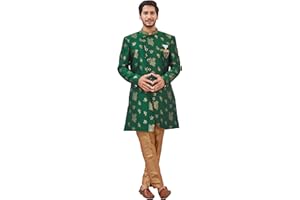 SHREYANVI Indian Designer Wedding Festive Wear Jacquard Fabric Indo-Western Sherwani Pajama Set For Men