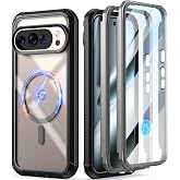 Poetic Guardian MagPro Case for Google Pixel 10 Pro XL 5G, [Compatible with MagSafe &amp; Fingerprint ID], [2 Front Frame] Full-Body Shockproof Clear Cover with Built-in Screen Protector, Black/Clear