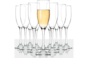 UMIZILI Classic Champagne Flutes, Set of 12, 6 oz, Premium Stemmed Champagne Glasses, Lead Free Sparkling Wine Glasses, Clear