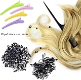 Duufin Hair Extensions Tools Kit 500 Pcs Black Micro Ring Beads Plier view 6