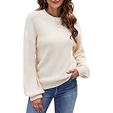 Naggoo Women's Long Sleeve Crew Neck Casual Chunky Knit Pullover Sweaters Tops