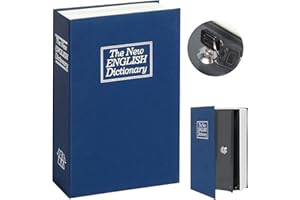 Kasten Book Safe with Key Lock, Dictionary Diversion Safe Storage Box for Cash and Jewelry, Secret Hidden Compartment, 9.5"x 6.2"x 2.2", Blue