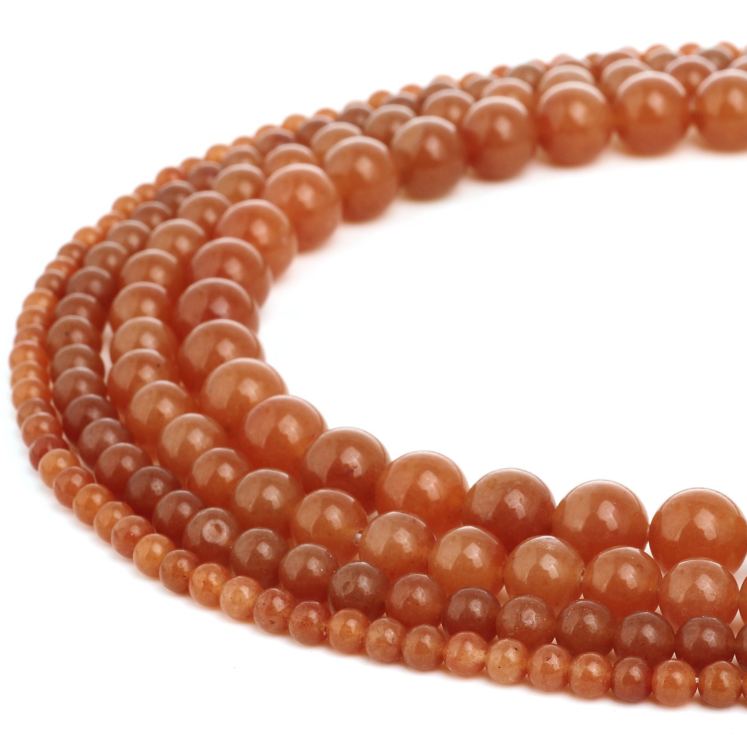 RUBYCA Wholesale Natural Red Aventurine Gemstone Round Loose Bead for Jewelry Making 1 Strand - 4mm