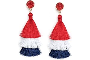 Me&Hz Colorful Layered Tassel Earrings Bohemian Statement Tiered Tassel Big Dangle Drop Earrings for Women Druzy Studs Christmas Mother's Day Gift