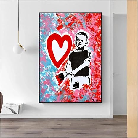 Amazon Xiangll グラフィティアートハートキャンバスアートポスターとプリント抽象的なクアドロスストリートアートキャンバス絵画家の装飾のための壁にキャンバスに印刷 50x70cmフレームなし アートフレーム ポスター オンライン通販