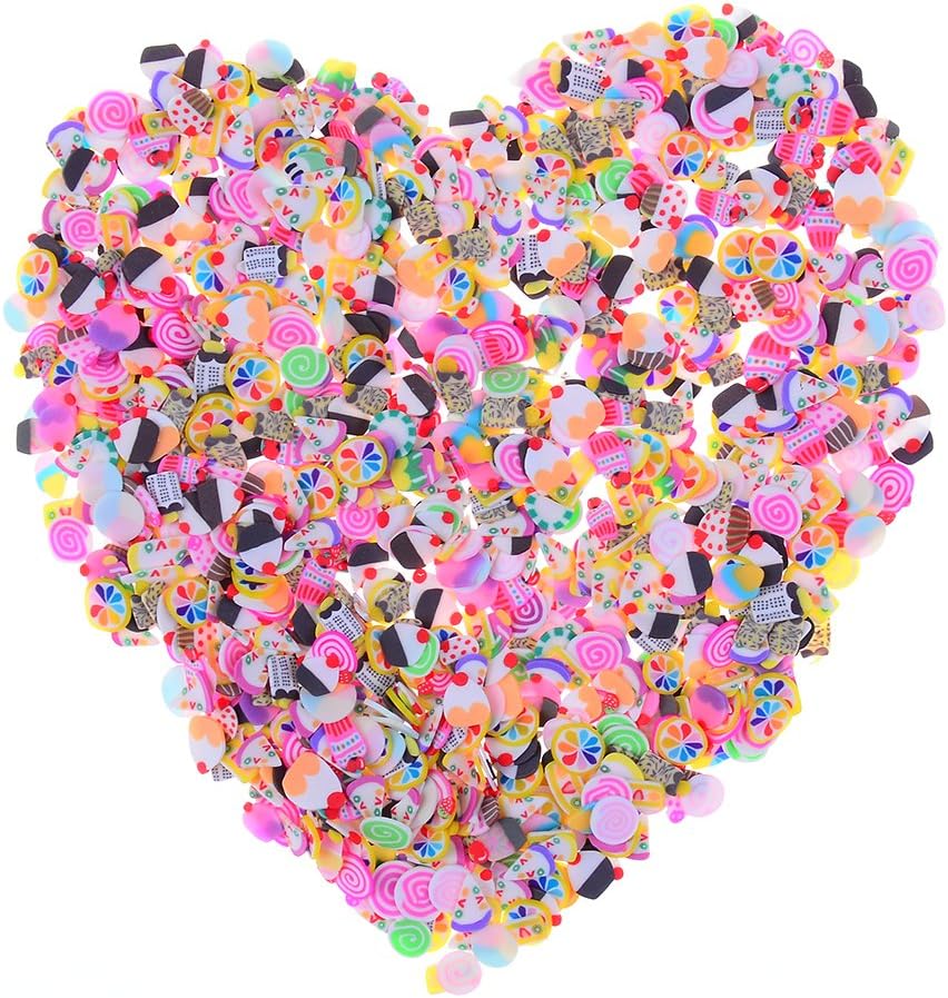1000 Pieces Fruit Pattern Slices Polymer Clay Slices Fruit Fimo Slices for Slime Making DIY Crafts Nail Art Decorations Supplies (Style 2)