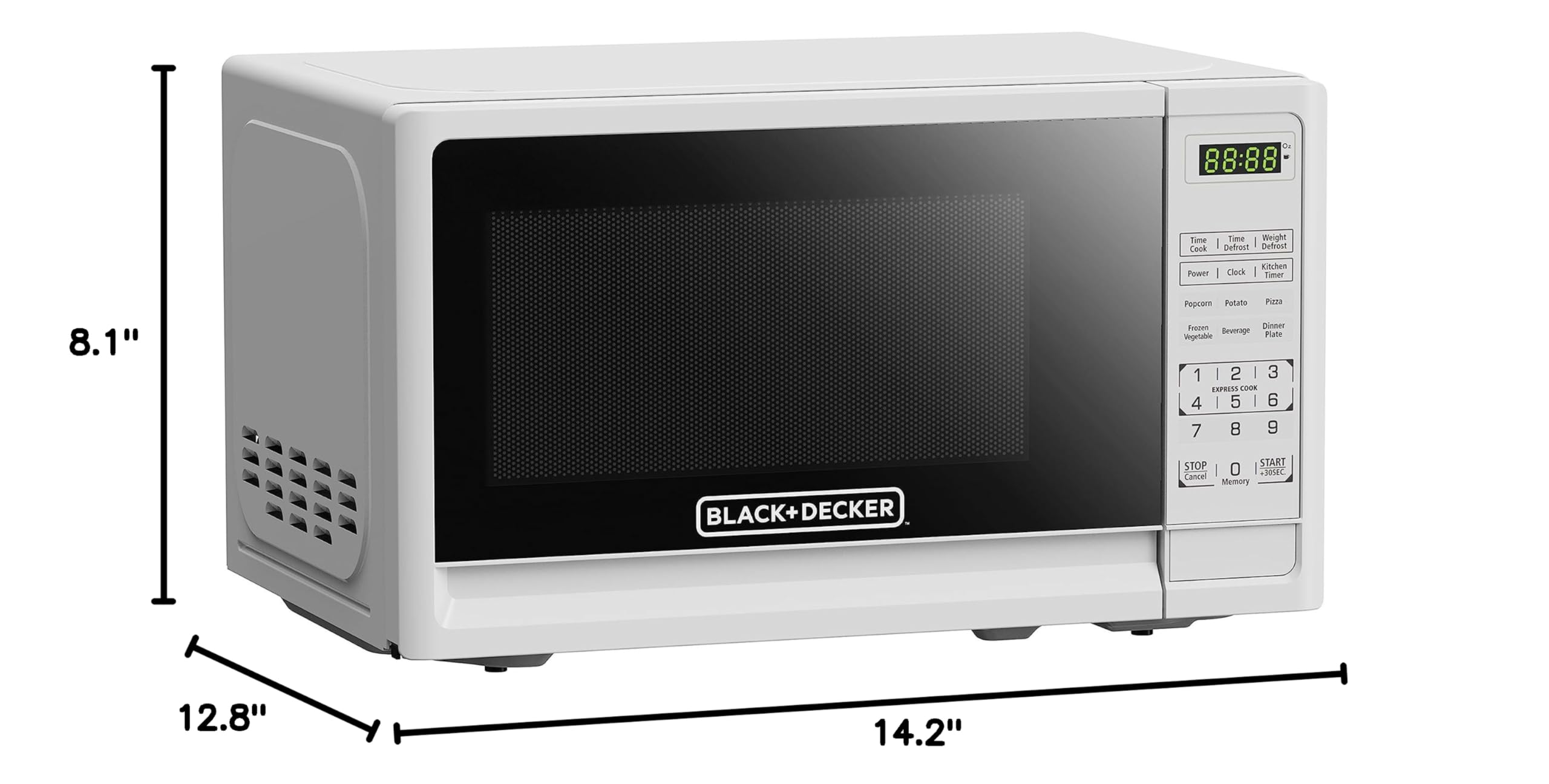 BLACK+DECKER Compact Countertop Microwave Oven 0.7 Cu. Ft. 700-Watts with LED Lighting, Child Lock, White