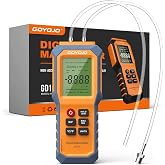 Handheld Manometer with Backlit, Dual-Port HVAC Digital Manometer Gas Pressure Tester, LCD Screen &amp; Indoor Temperature Measurement, 12 Units, for Natural Gas Pipelines Ventilation Detection