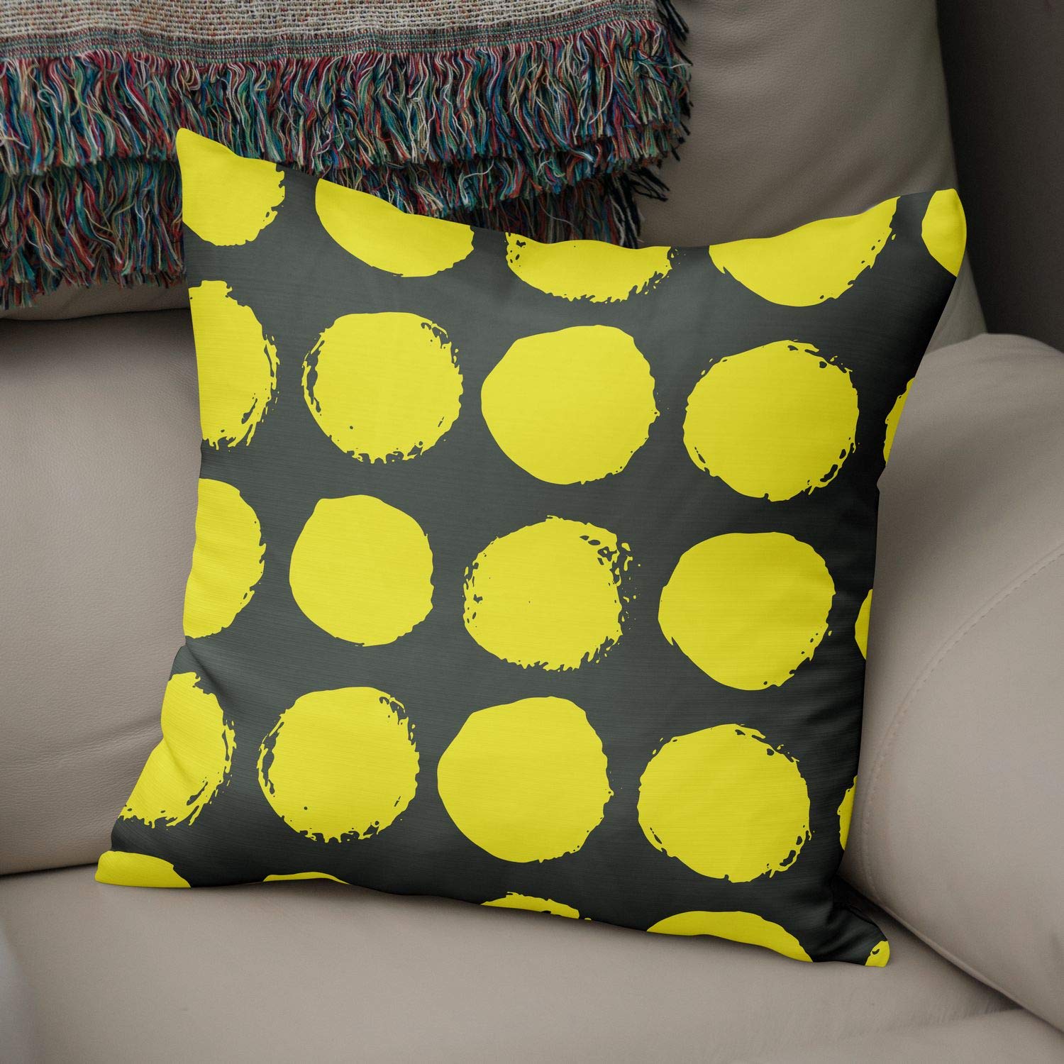 Bonamaison Decorative Cushion Cover Neon Yellow & Fume, Throw Pillow Covers, Home Decorative Pillowcases for Livingroom, Sofa, Bedroom, Size: 50x50 Cm - Designed and Manufactured in Turkey