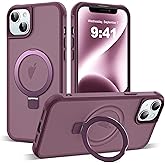 SKYLMW Compatible with iPhone 14 Plus Case with Invisible Magnetic O-Ring Stand Military-Grade Translucent Case for iPhone 14 Plus 6.7" [Compatible with Mag-Safe][Great Grip Feeling], Wine Red