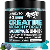 Creatine Monohydrate Gummies 9000mg for Men & Women, Potent Creatine Supplement 5g Chewables Creatine Per Serving, Pre-Workout Gummies for Enhanced Strength, Energy & Muscle Growth - 120 Count