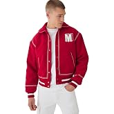 boohooMAN Boxy Stitch Detail Melton Varsity Jacket In Red