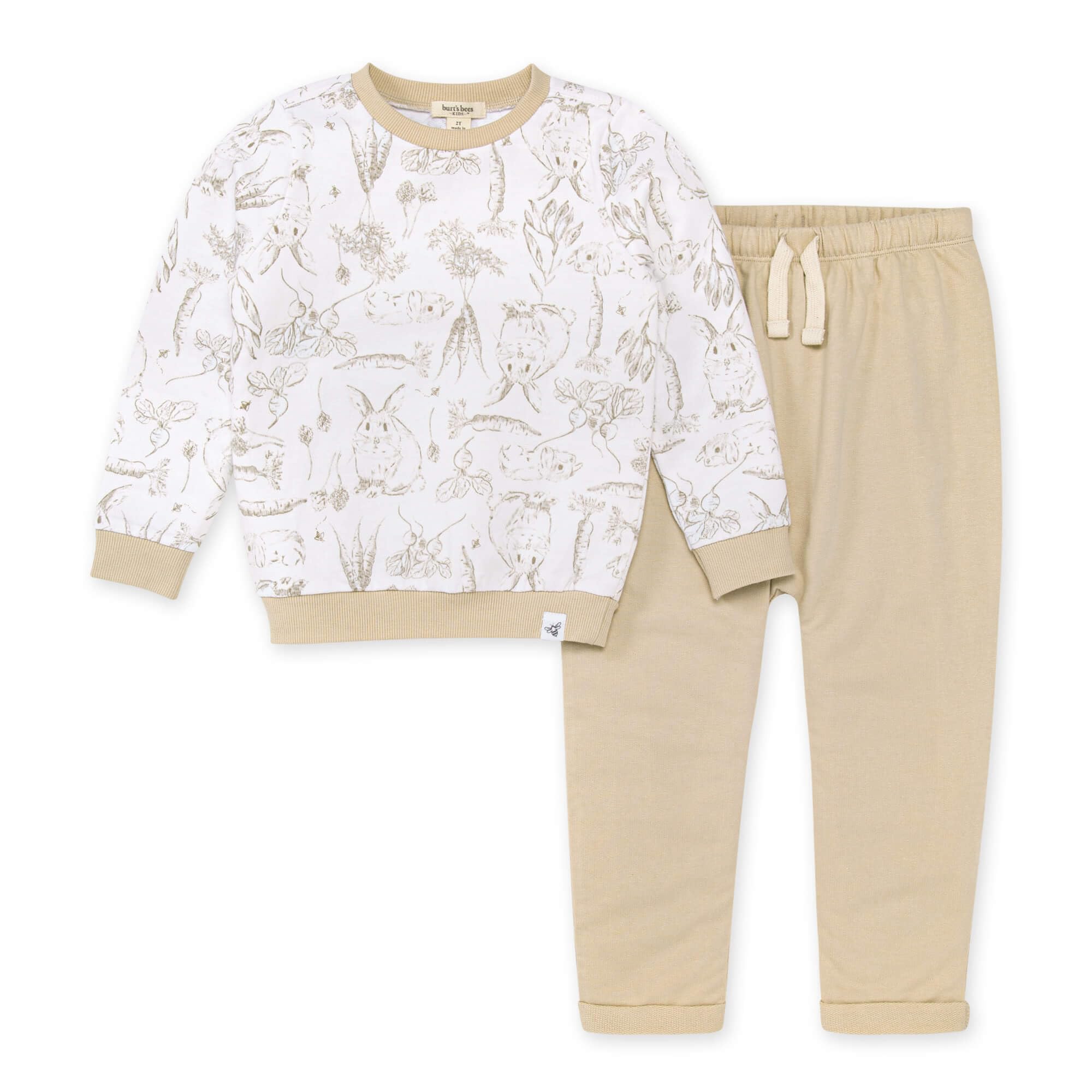 Burt’s Bees Baby Baby Boy’s Shirt Set, Top & Bottom Outfit Bundle, 100% Organic Cotton, Bunny Toile Harem Pant, 6-9 Months