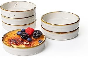 ONEMORE Ramekins 4 oz - Oven Safe Shallow Ramekins for Creme Brulee - Set of 6